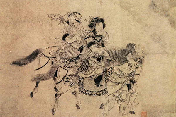 Tranh Chiêu Quân xuất tái (cục bộ) của Cung Tố Nhiên 宫素然 đời Nam Tống