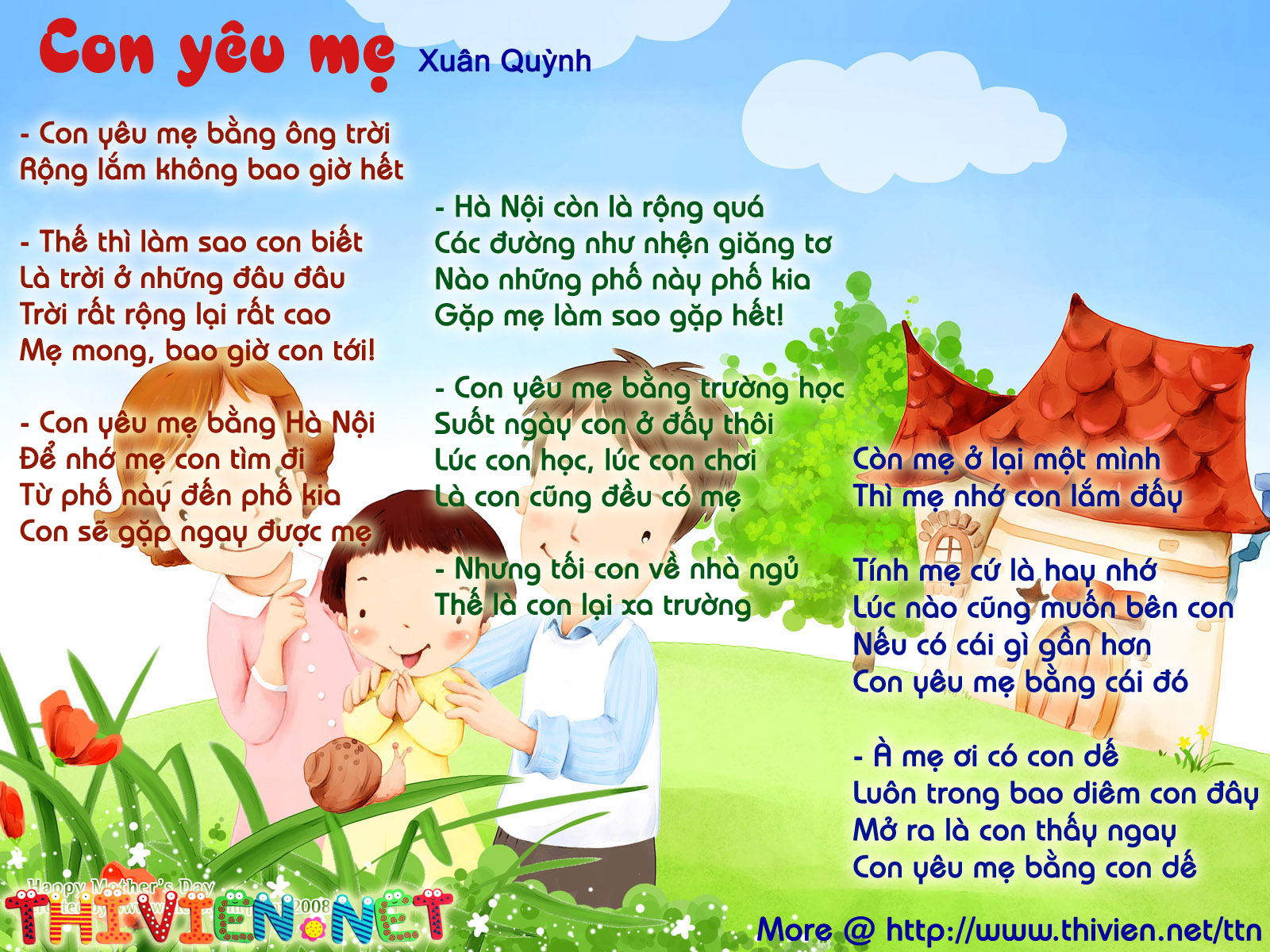 Bài thơ, Con yêu mẹ, Xuân Quỳnh, Nguyễn Thị Xuân Quỳnh, ý nghĩa, bầu trời, quả trứng: \